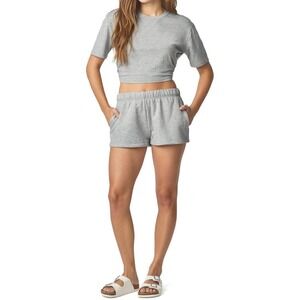 NWT florence by mills Women's Garden Party Elastic-Back Tee - Heather Gray - Lg